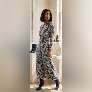 Handmade Blue and Cream Geometric Dress